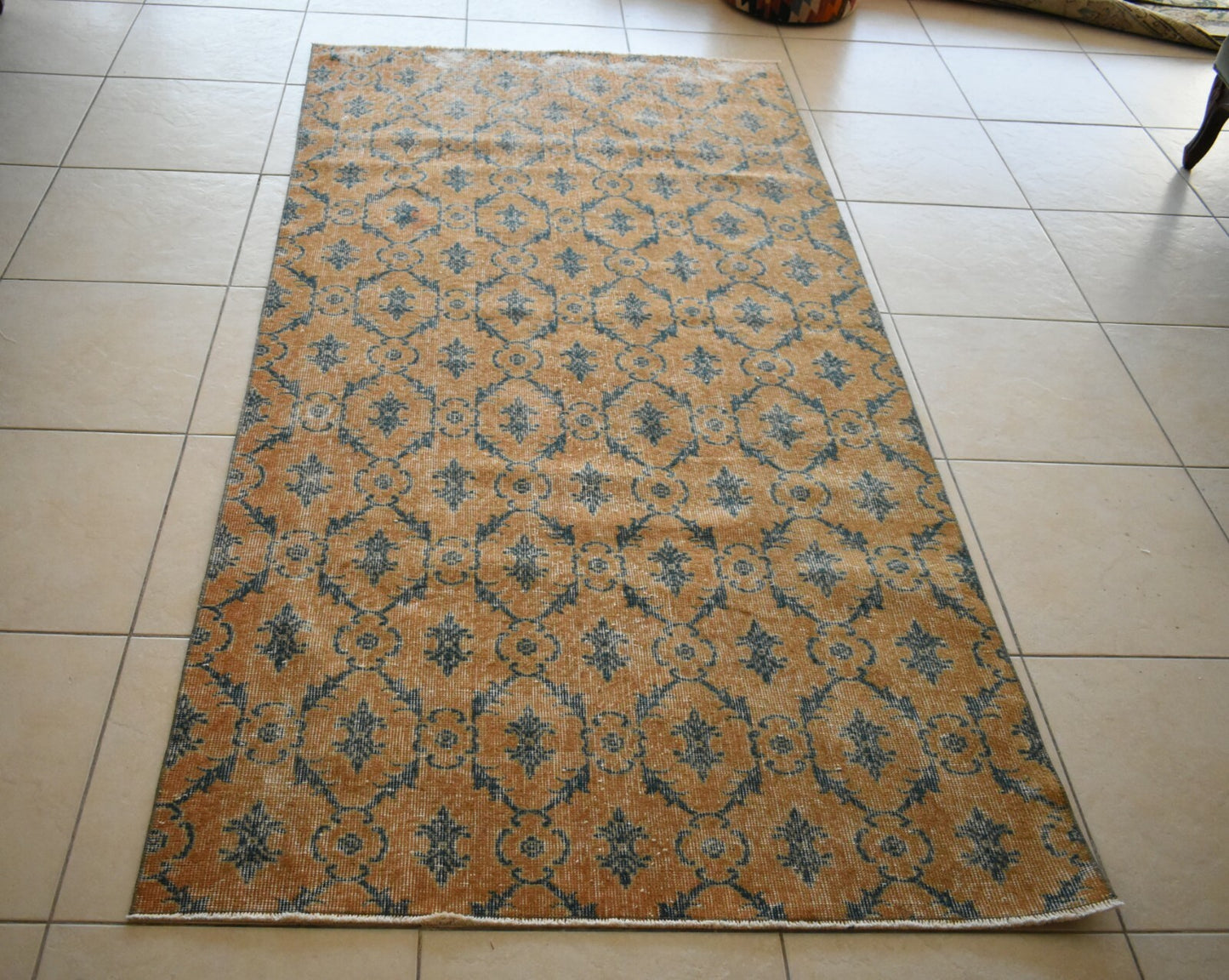 Oushak Runner 7.6x3.8 ft Handwoven Turkish Runner Vintage Runner Floor Rug R02