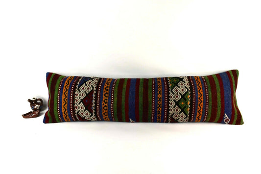 Long Kilim Pillow Cover 12x42 Vintage Ethnic Decorative Kilim Lumbar  A3065