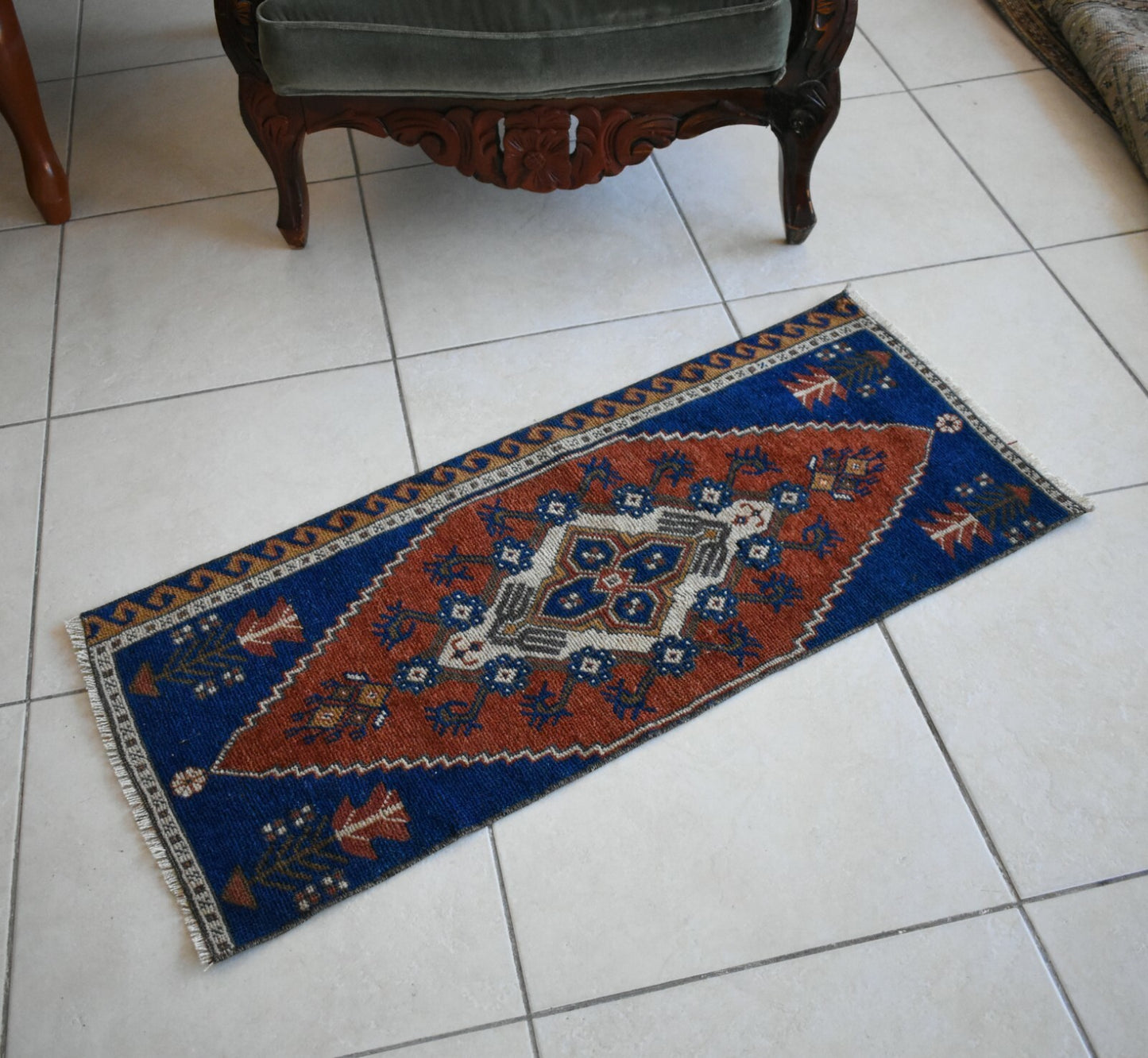 Turkish Runner 3.3x1.4 ft Runner Vintage Oushak Runner Small Faded Runner Y11