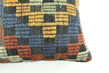 Kilim Pillow Cover 16x24 Tribal Vintage Turkish Carpet Lumbar Pillow Cover 3079
