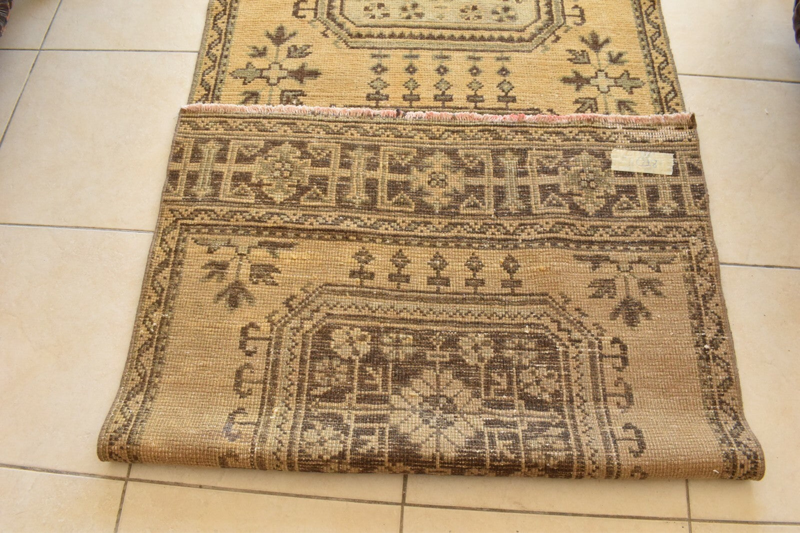 Vintage Oushak Runner 3.2 x 11.7 ft Handmade Wool Turkish Long Floor Rug C18