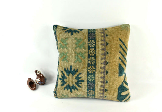 16x16 Oushak Rug Pillow Cover Decorative Handmade Vintage Cushion Cover A2571