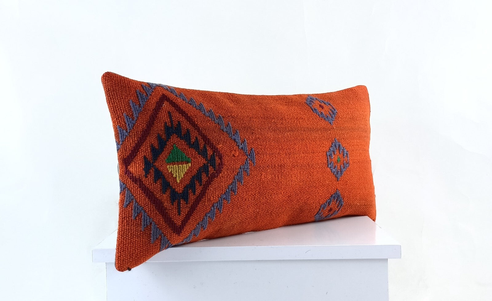 10x20 Kilim Lumbar Pillow Cover Vintage Ethnic Oushak Kilim Pillow Cover E1108