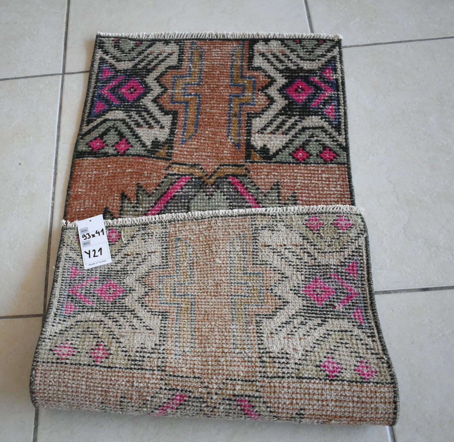  Oushak Runner 3x1.3 ft Vintage Turkish Runner Floor Runner Faded Runner Y21