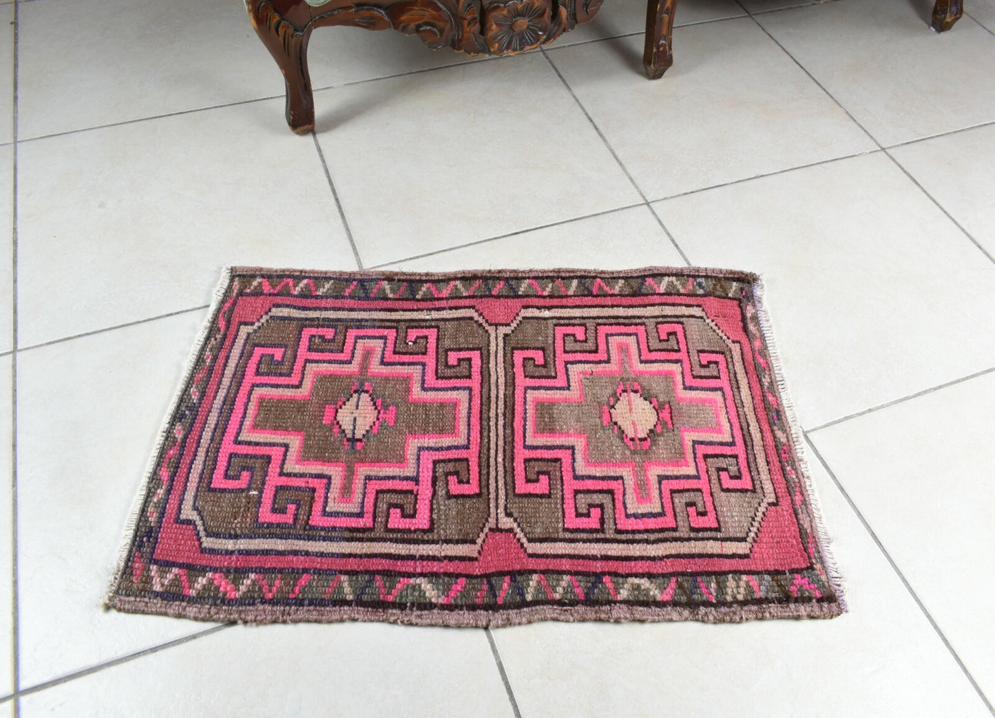 Anatolian Runner 2.3x1.5 ft Vintage Turkish Runner Oushak Runner Rug Y41