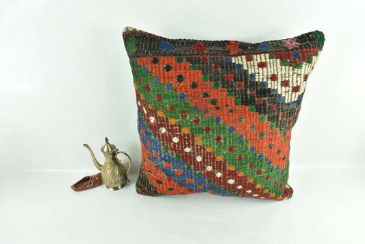 20x20 Kilim Pillow Cover Handmade Vintage Oushak Kilim Cushion Cover 2940