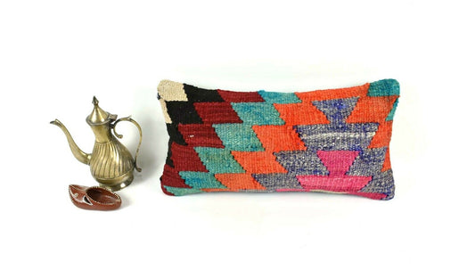 8x16 in Kilim Pillow Cover Vintage Home Decorative Ethnic Lumbar Case A1985