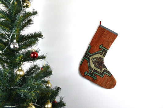 Kilim Christmas Stocking Vintage Rug Stocking Ethnic Decorative Xmas Socks S579