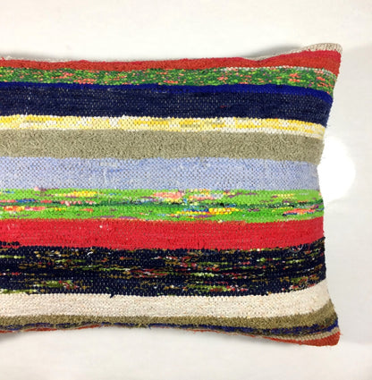 Kilim Pillow Cover 16x24 Tribal Vintage Turkish Carpet Lumbar Pillow Cover 319