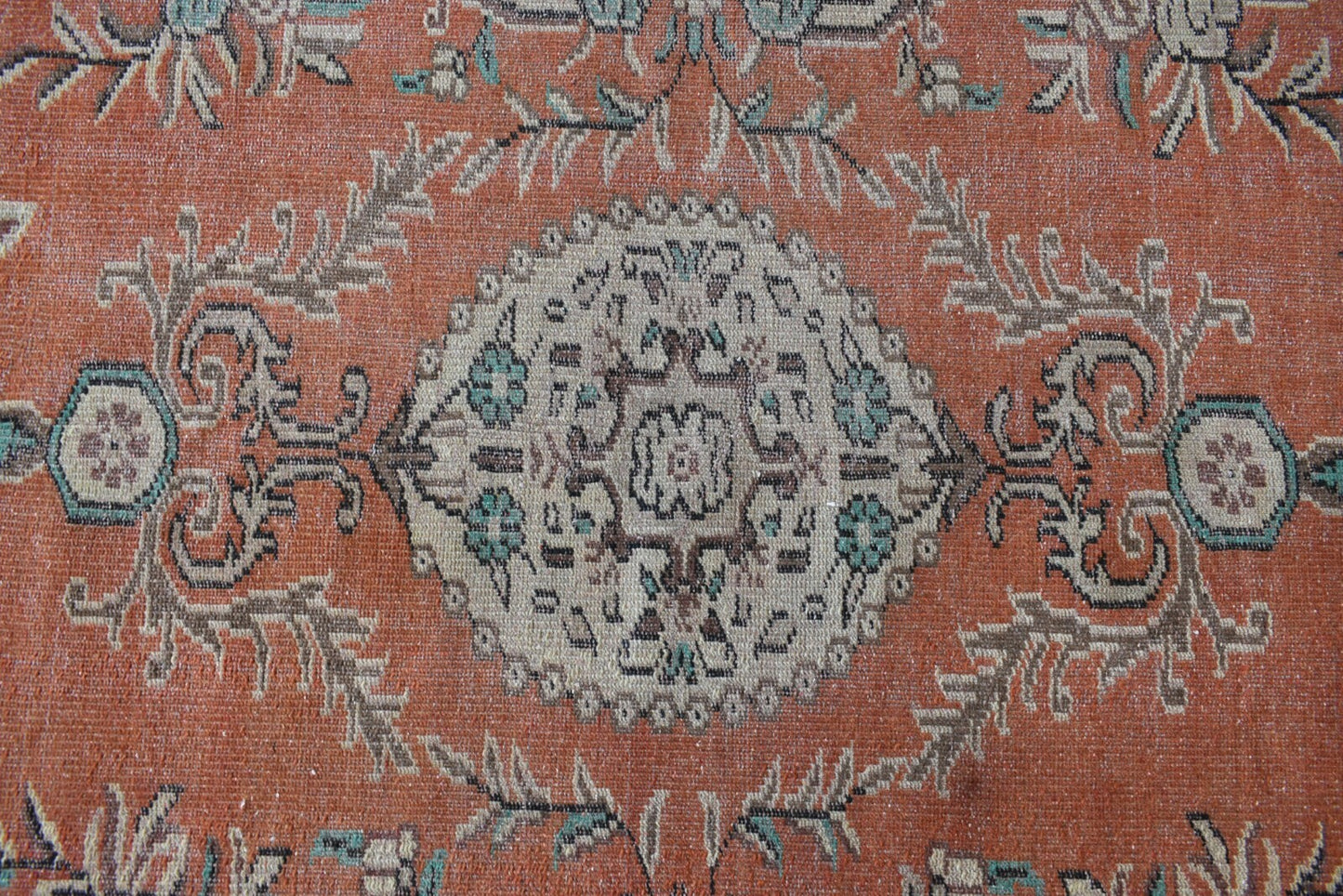 Large Turkish Rug 9.2x5.2 ft Vintage Rug Faded Oushak Rug Living Room Carpet B23