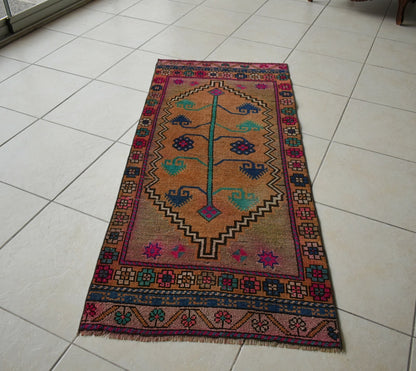 Long Turkish Runner 5.6x2.4 ft Vintage Runner Hallway Runner Handwoven Rug R33