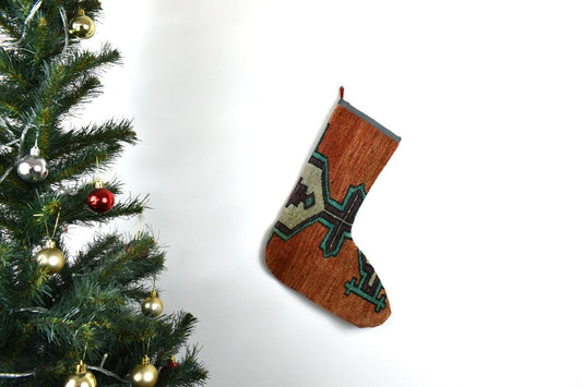 Kilim Christmas Stocking Vintage Rug Stocking Ethnic Decorative Xmas Socks S580