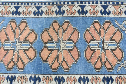 3.6x1.7 ft Anatolian Runner Small Vintage Rug Oushak Runner Mini Turkish Rug Y88