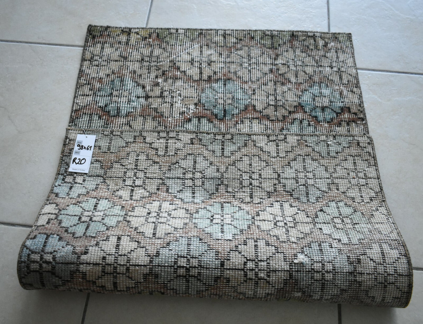 Vintage Runner 3.2x2 ft Small Turkish Runner Anatolian Floor Runner Rug R20