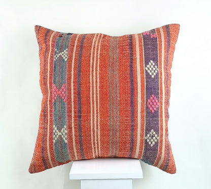 20x20 Kilim Pillow Cover Handmade Vintage Oushak Kilim Cushion Cover 2545