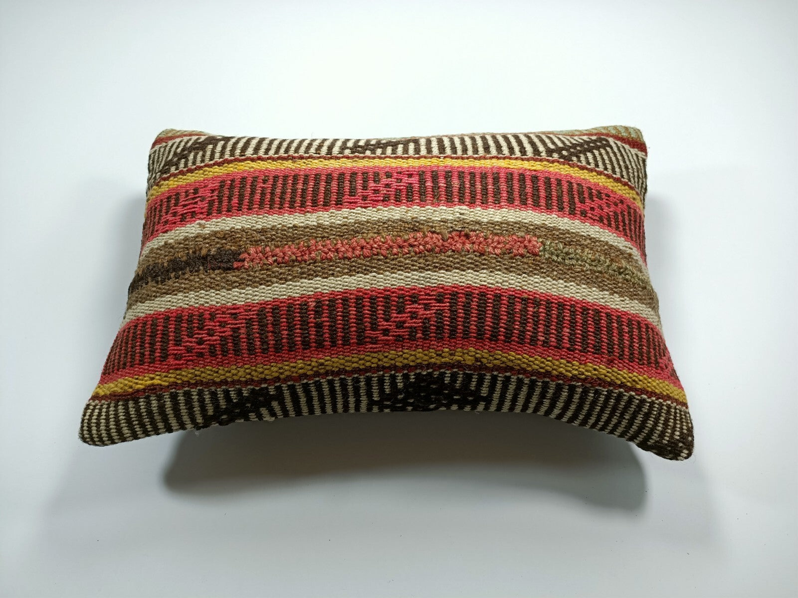 Kilim Pillow Cover 12x20 Turkish Handmade Sofa Couch Floor Lumbar Cushion E20