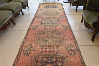 Traditional Handmade Runner Rug 3 x 11 ft Traditional Vintage Oushak Kilim C06