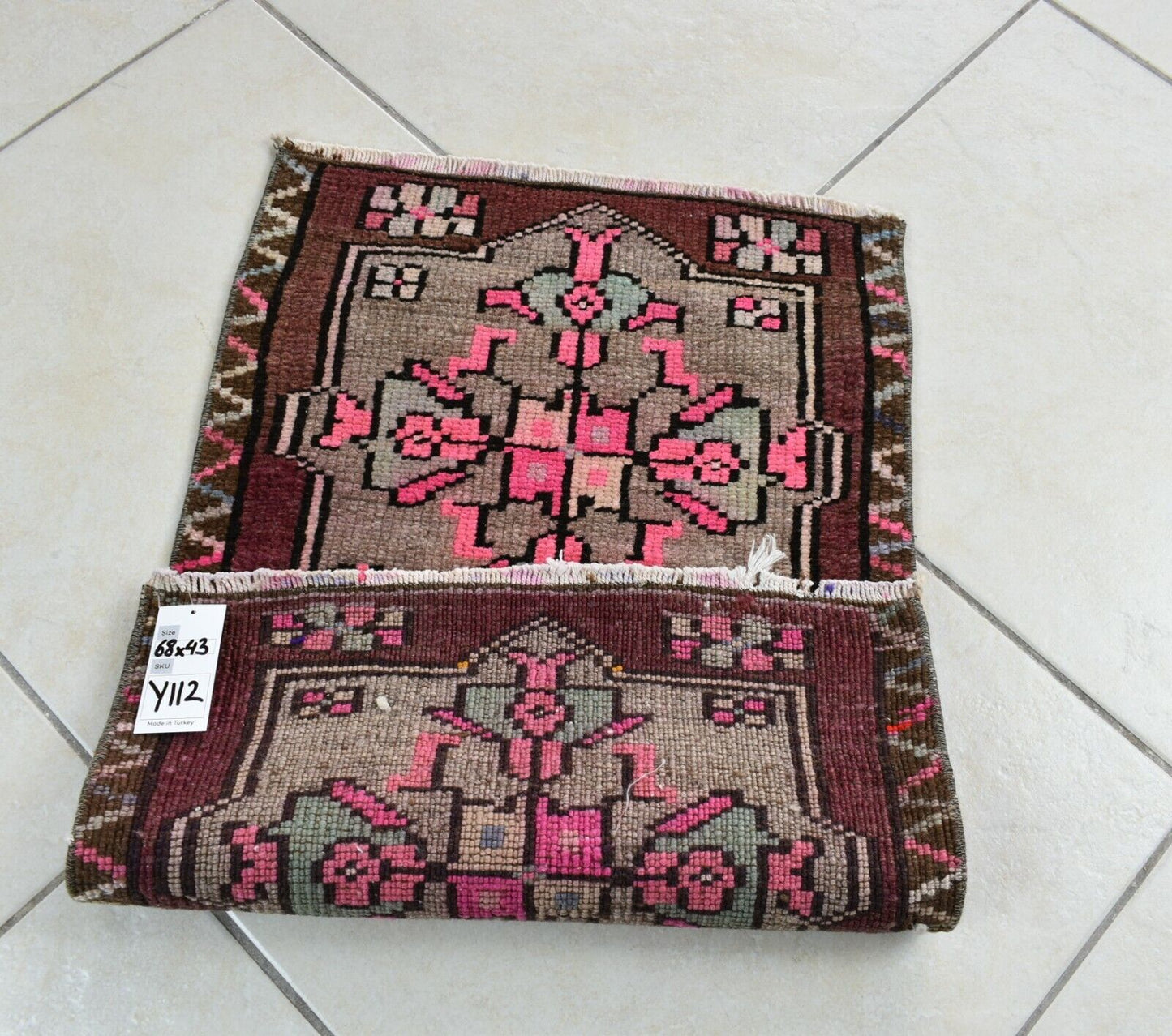 Turkish Runner 2.2x1.4 ft Mini Anatolian Rug Vintage Runner Turkish Runner Y112