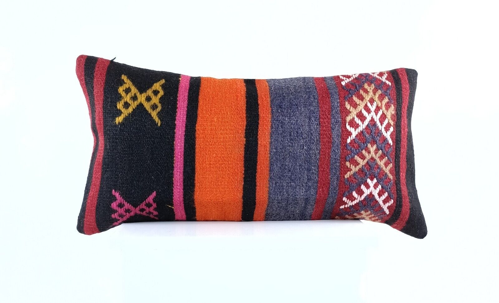 Handmade Turkish Kilim Pillow Cover 12x24 Ethnic Boho Sofa Lumbar Cushion E1005