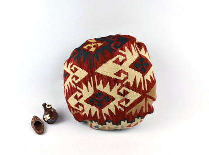 Kilim Round Pillow Cover 18" in Tribal Vintage Turkish Carpet Round Cushion 4956