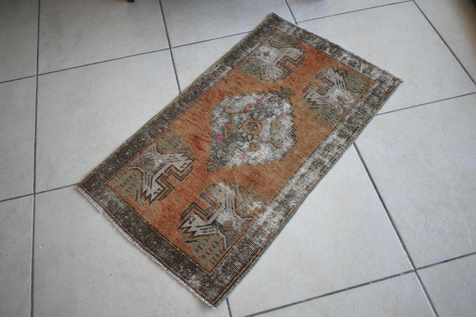 Turkish Runner 2.7x1.5 ft Runner Vintage Oushak Runner Small Faded Runner Y14