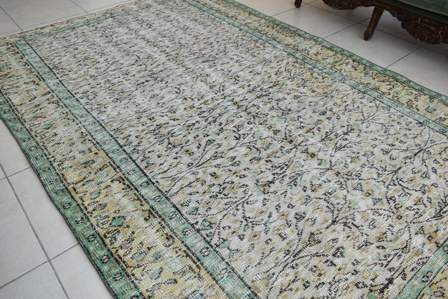 Large Turkish Rug 8.1x5.2 ft Vintage Rug Faded Oushak Rug Living Room Carpet B18