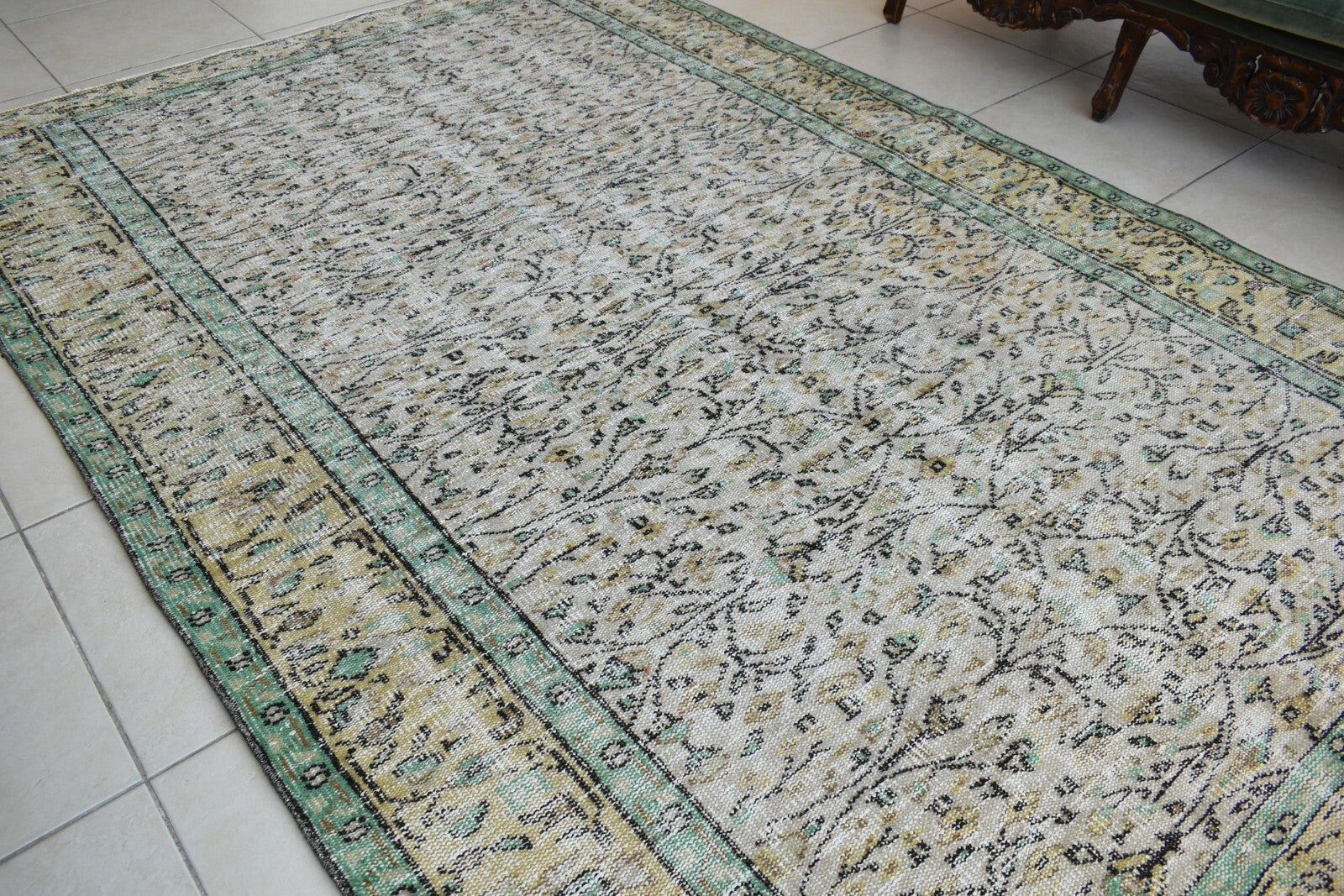 Large Turkish Rug 8.1x5.2 ft Vintage Rug Faded Oushak Rug Living Room Carpet B18