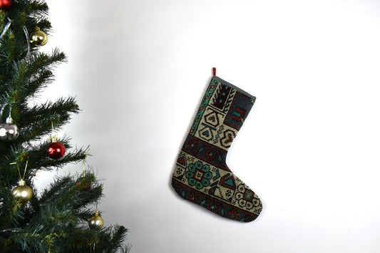 Kilim Christmas Stocking Vintage Rug Stocking Ethnic Decorative Xmas Socks S610