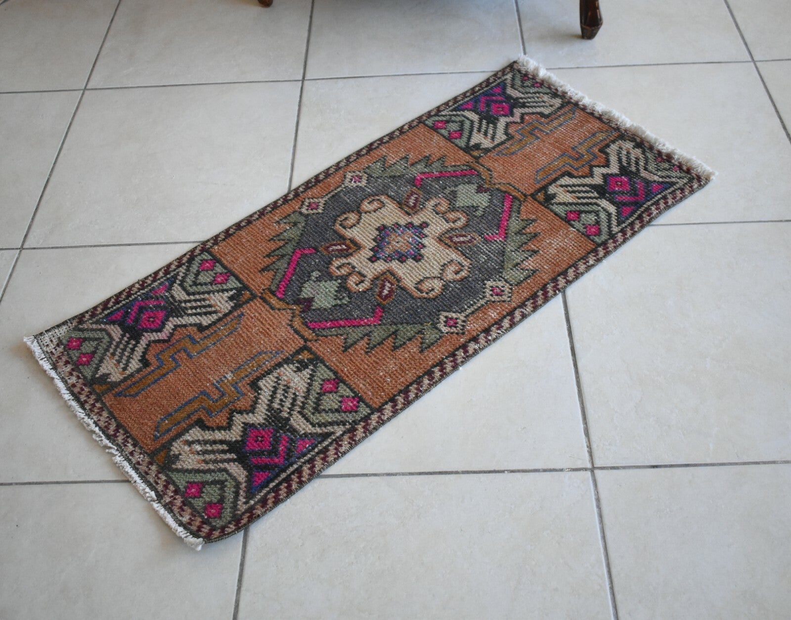 Turkish Runner 3.2x1.4 ft Runner Vintage Oushak Runner Small Faded Runner Y13