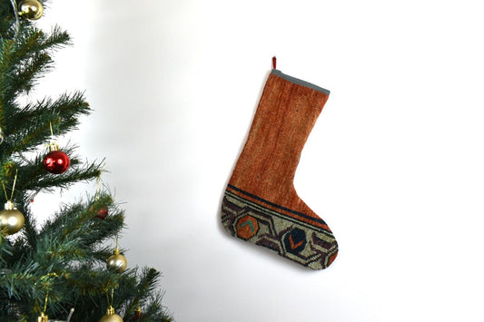 Kilim Christmas Stocking Vintage Rug Stocking Ethnic Decorative Xmas Socks S618