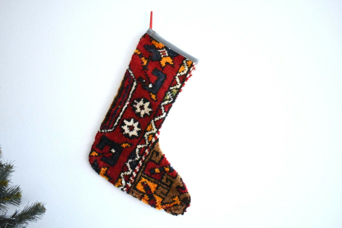 Rug Christmas Stocking Vintage Stocking Holiday Stocking Gift Stocking S275