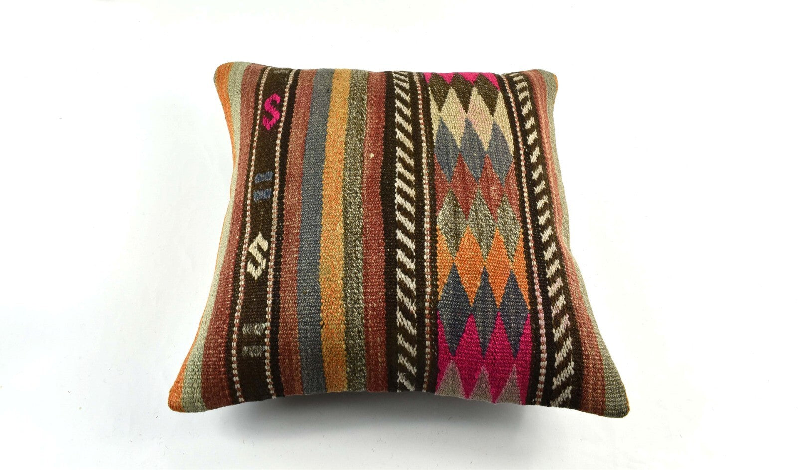 18"x18" Kilim Pillow Cover  Handmade Turkish Vintage Cushion Tribal Lumbar 3426