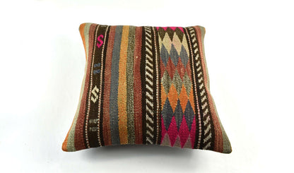 18"x18" Kilim Pillow Cover  Handmade Turkish Vintage Cushion Tribal Lumbar 3426