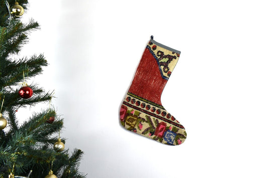 Kilim Christmas Stocking Vintage Rug Stocking Ethnic Decorative Xmas Socks S797