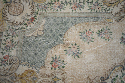 Large Oushak Rug 8.9x5.5 ft Vintage Rug Faded Turkish Rug Living Room Carpet B04