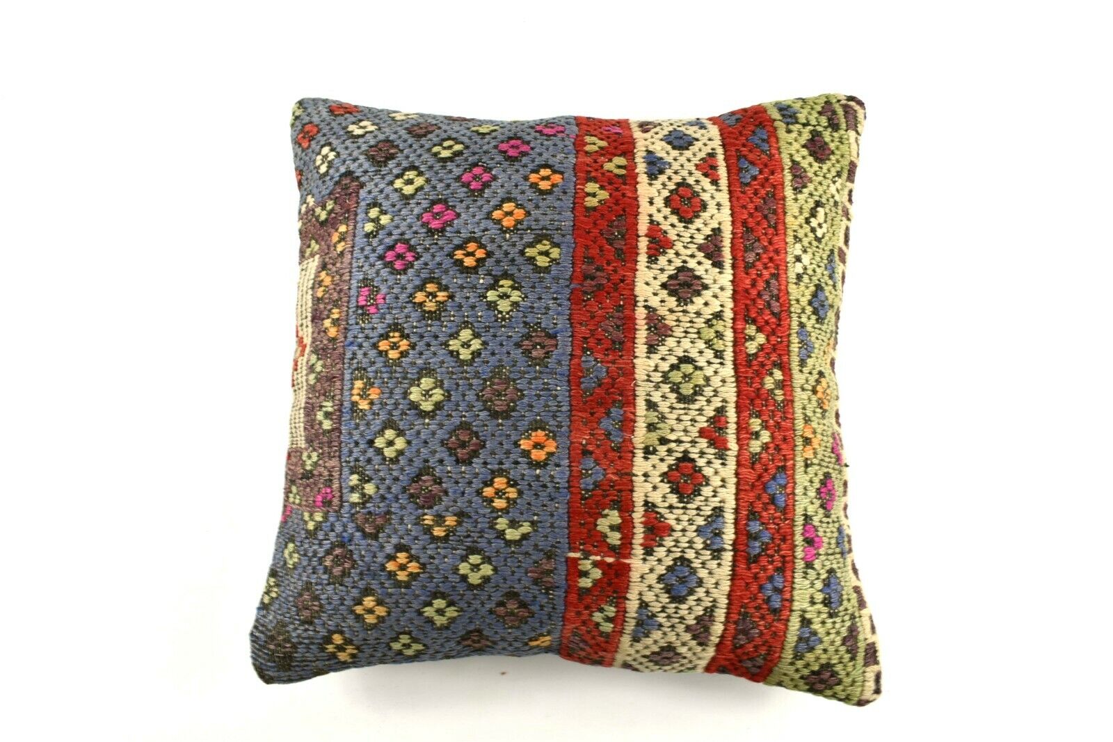 18x18 Kilim Pillow Cover Handknotten Vintage Pillow Oushak Kilim Pillow  A2844