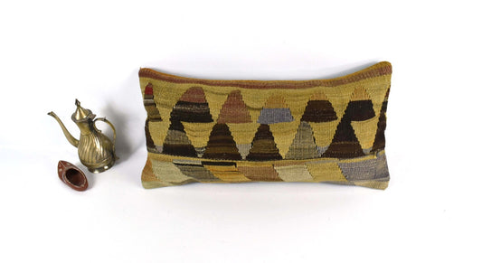 10x20 Kilim Lumbar Pillow Cover Vintage Ethnic Oushak Kilim Pillow Cover 3766