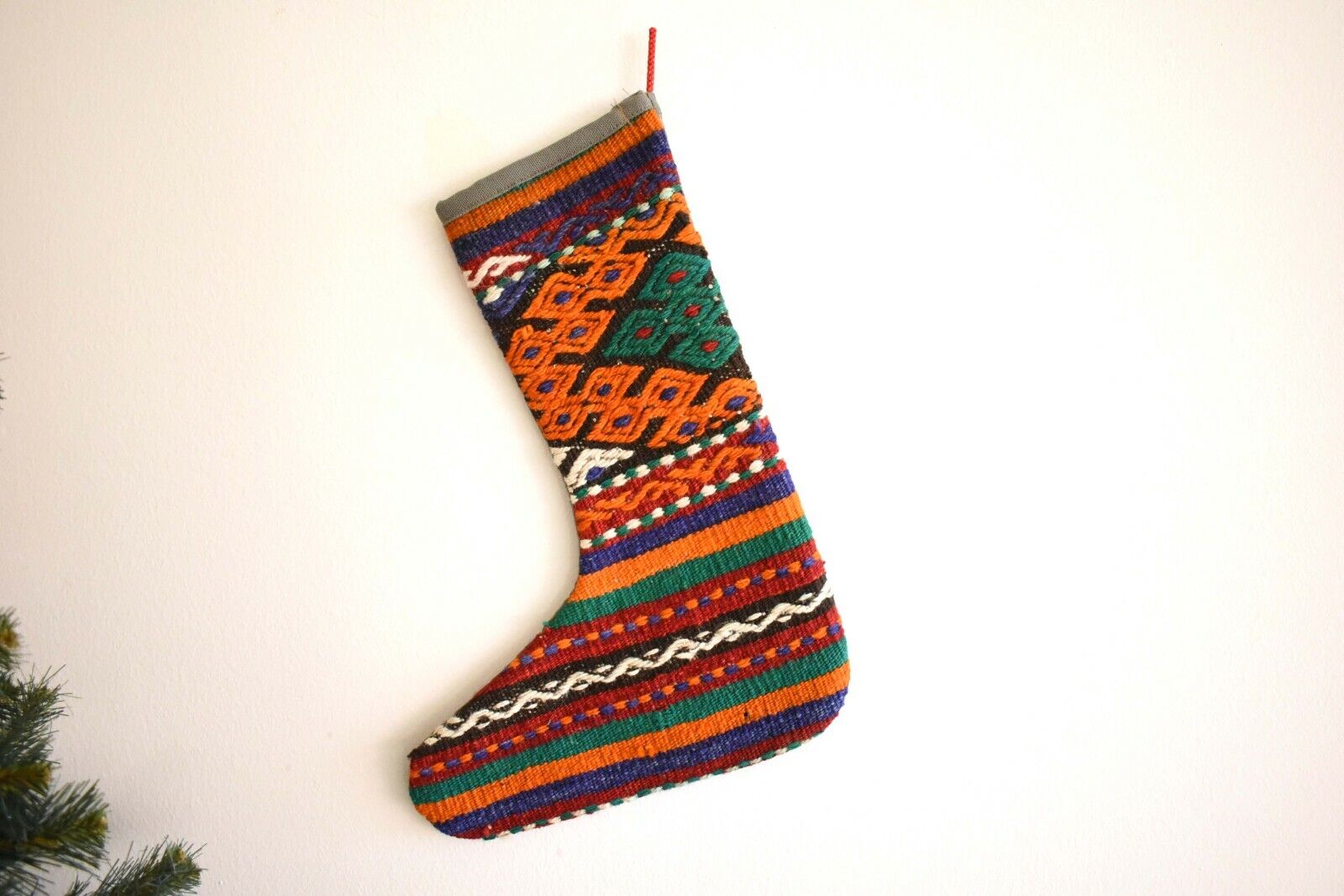 Rug Christmas Stocking Vintage Stocking Holiday Stocking Gift Stocking S286