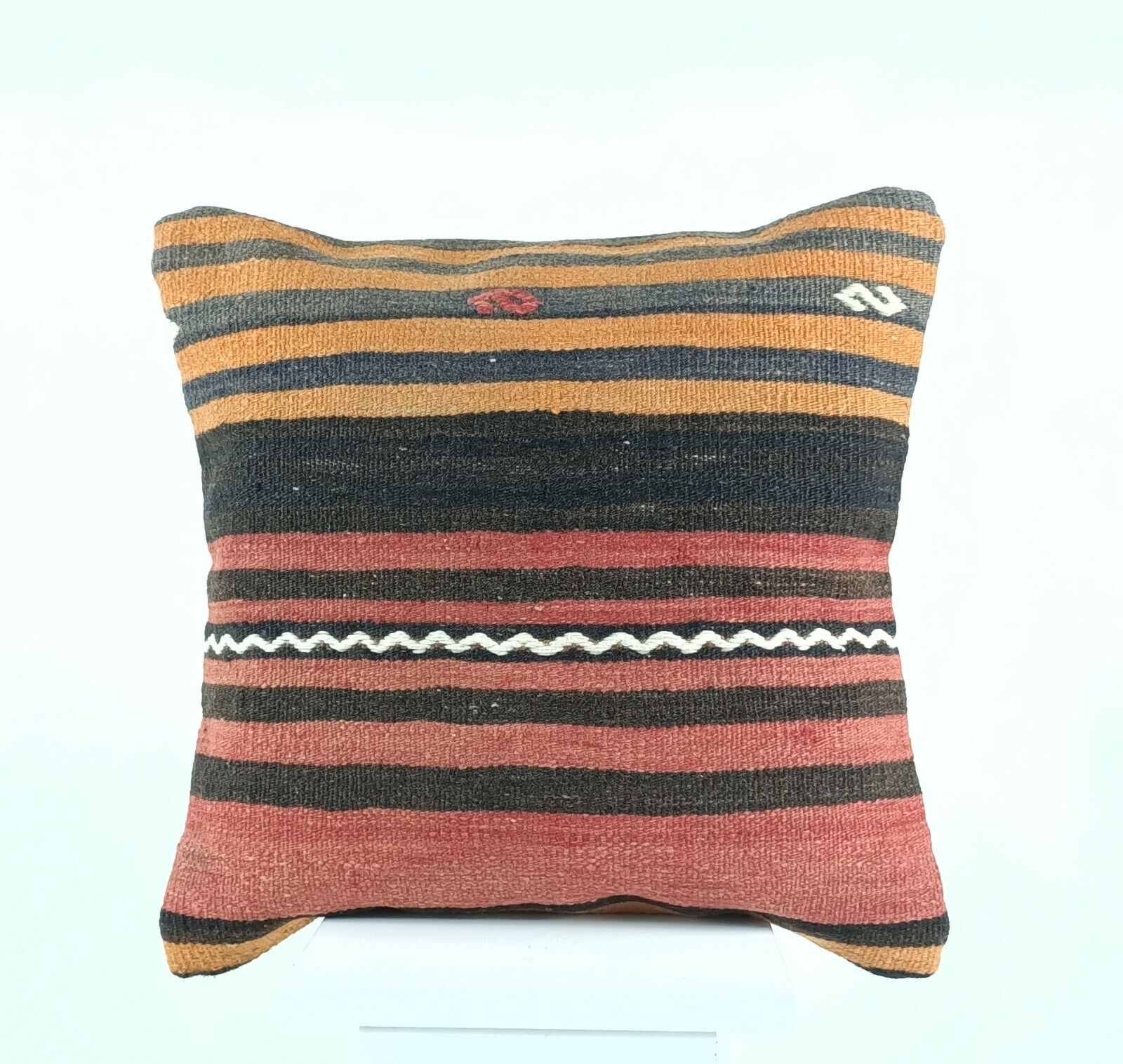 Kilim Pillow Cover 16x16 in Handmade Turkish Sofa Couch Wool Boho Cushion  A479