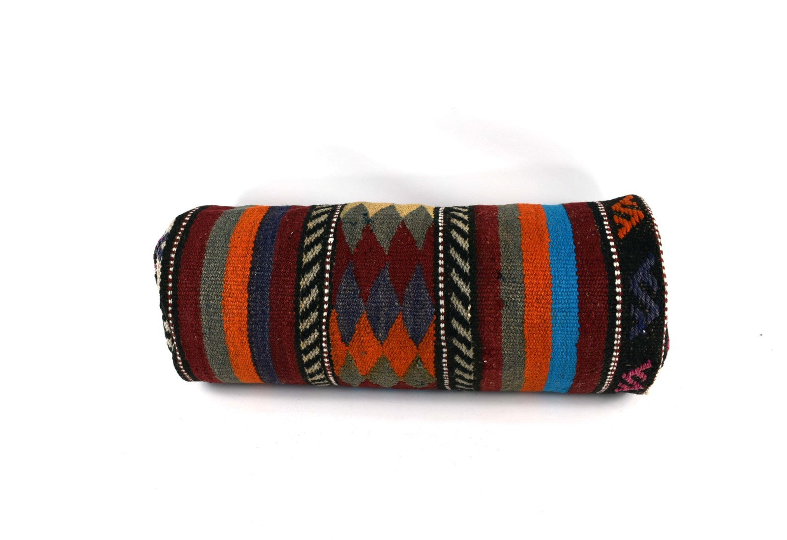 Kilim Bolster Pillow Cover 8x20 in Tribal Vintage Turkish Carpet Bolster Cushion