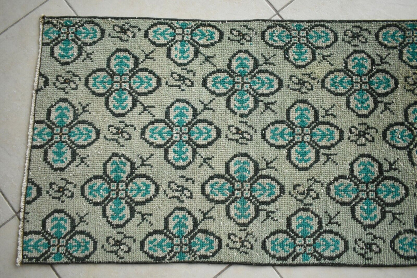 Oushak Runner 3.3x2 ft Handwoven Turkish Runner Vintage Runner Floor Rug R26