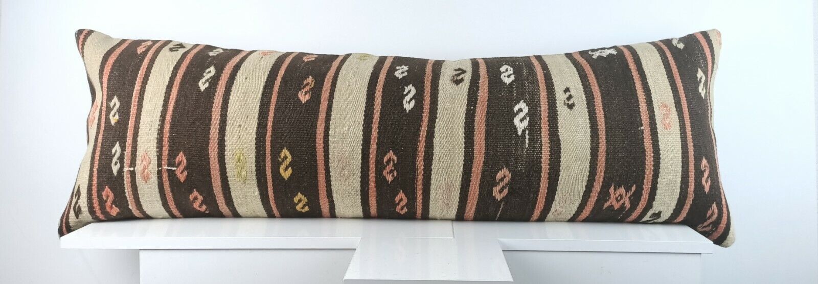 Kilim Lumbar Cover 16x48 Handmade Extra Large Turkish Ethnic Throw Pillow A1600