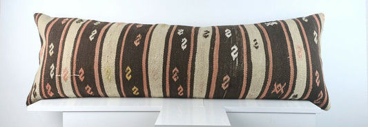 Kilim Lumbar Cover 16x48 Handmade Extra Large Turkish Ethnic Throw Pillow A1600