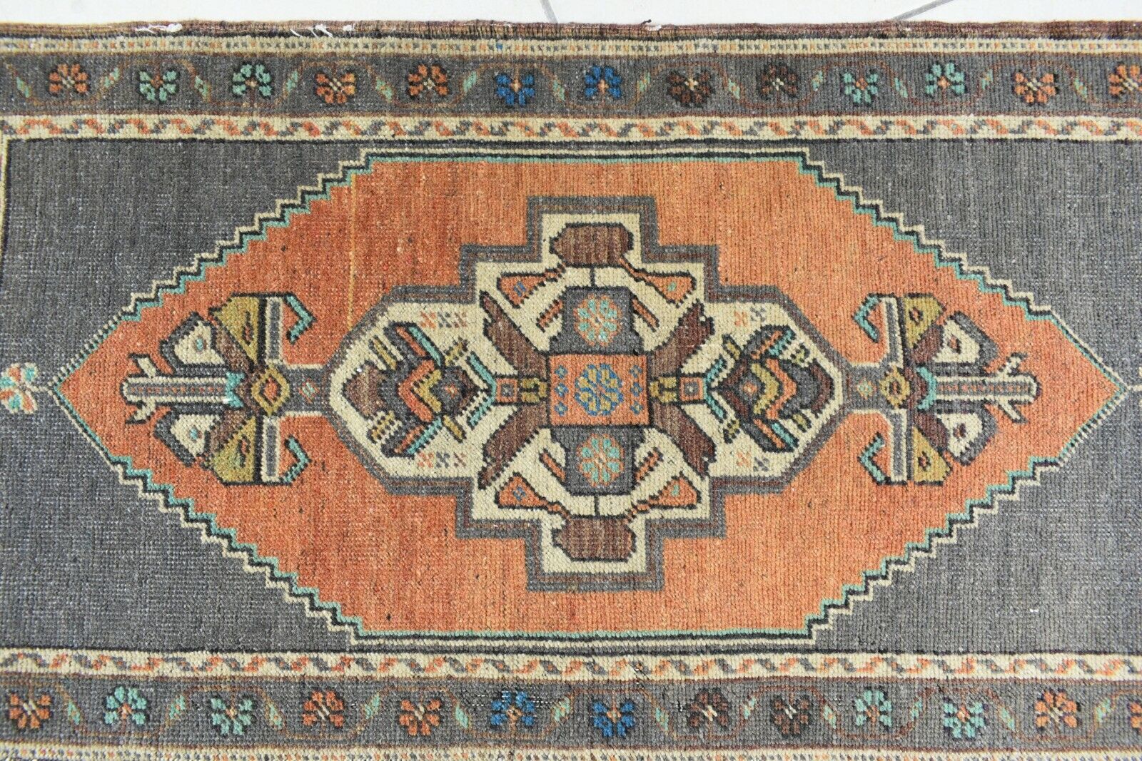 Oushak Runner 4.1x1.7 ft Vintage Turkish Rug Small Runner Anatolian Rug Y53