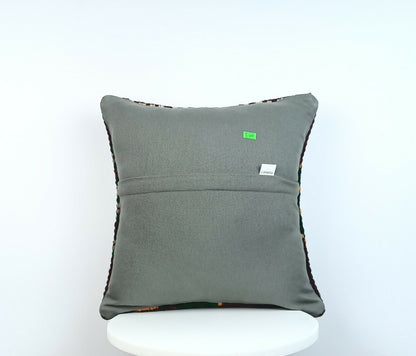 Kilim Pillow Cover 16"x16" Home Decorative Boho Rustic Rug Lumbar Cushion E200