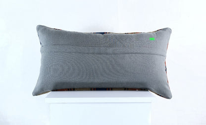 Handmade Turkish Kilim Pillow Cover 12x24 Ethnic Boho Sofa Lumbar Cushion E1025