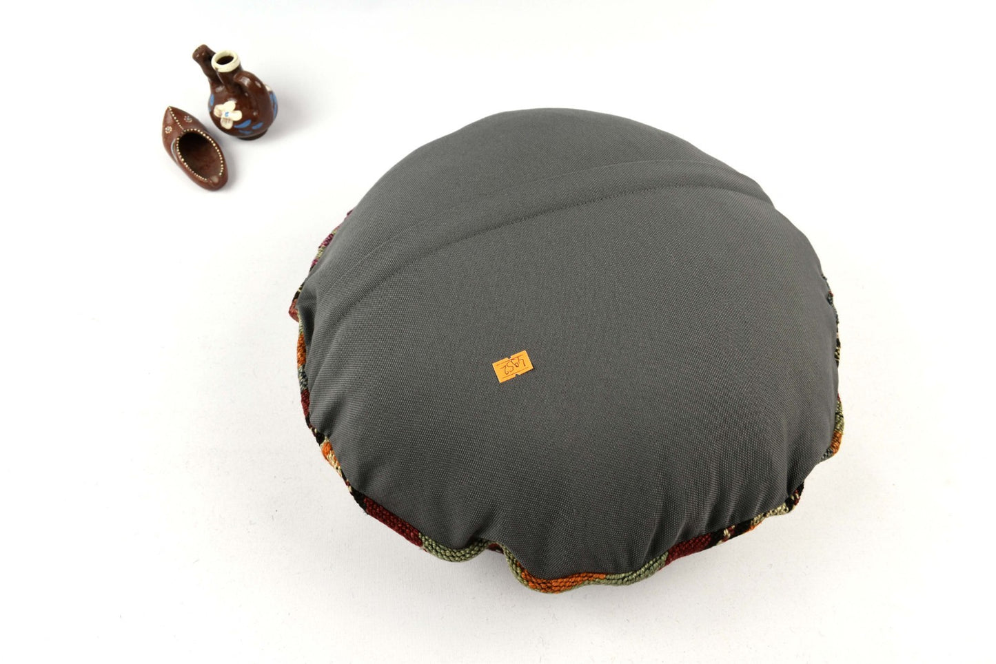 Kilim Round Pillow Cover 18" in Tribal Vintage Turkish Carpet Round Cushion 4952