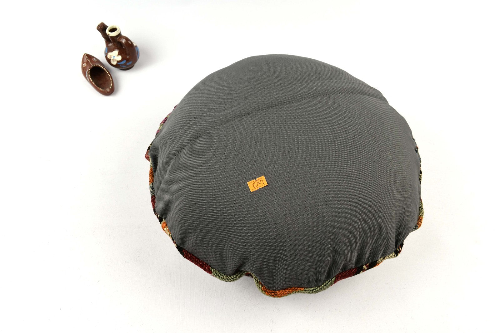 Kilim Round Pillow Cover 18" in Tribal Vintage Turkish Carpet Round Cushion 4952