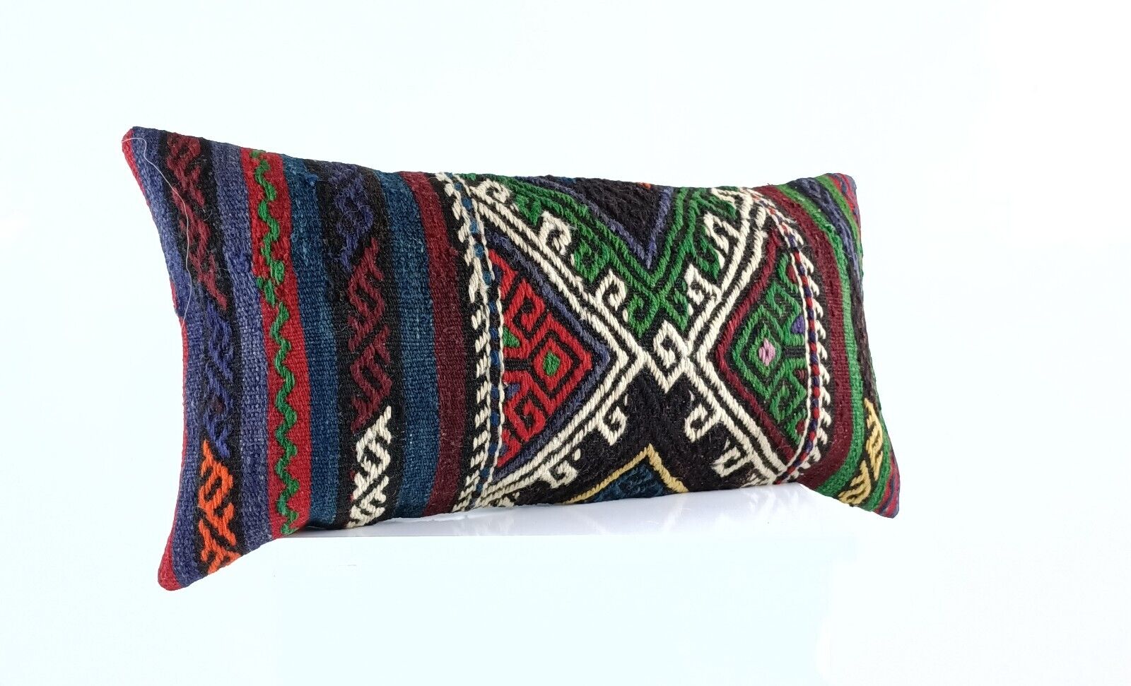 12x24 Kilim Lumbar Cushion Cover Turkish Tribal Vintage Ethnic Pillow E907