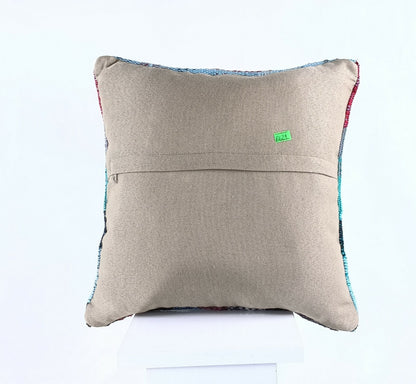 Turkish Handmade Kilim Pillow Cover 16x16 Home Decorative Wool Throw Lumbar A629